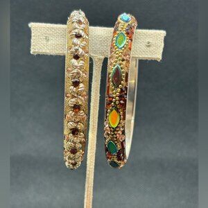 Elegant Goldtone Jeweled Multicolor Bangles
